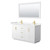 Wyndham WCF292960DWGC2UNSM58 Miranda 60 Inch Double Bathroom Vanity in White, Light-Vein Carrara Cultured Marble Countertop, Undermount Square Sinks, Brushed Gold Trim, 58 Inch Mirror