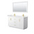 Wyndham WCF292960DWGWCUNSM58 Miranda 60 Inch Double Bathroom Vanity in White, White Cultured Marble Countertop, Undermount Square Sinks, Brushed Gold Trim, 58 Inch Mirror