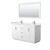 Wyndham WCF292960DWHWCUNSM58 Miranda 60 Inch Double Bathroom Vanity in White, White Cultured Marble Countertop, Undermount Square Sinks, Brushed Nickel Trim, 58 Inch Mirror