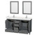 Wyndham WCS141460DKGC2UNSM24 Sheffield 60 Inch Double Bathroom Vanity in Dark Gray, Carrara Cultured Marble Countertop, Undermount Square Sinks, 24 Inch Mirrors