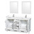 Wyndham WCS141460DWHWCUNSM24 Sheffield 60 Inch Double Bathroom Vanity in White, White Cultured Marble Countertop, Undermount Square Sinks, 24 Inch Mirrors