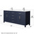 Wyndham WCG242472DBNCCUNSMXX Beckett 72 Inch Double Bathroom Vanity in Dark Blue, Carrara Cultured Marble Countertop, Undermount Square Sinks, Brushed Nickel Trim