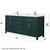 Wyndham WCG242472DGECCUNSMXX Beckett 72 Inch Double Bathroom Vanity in Green, Carrara Cultured Marble Countertop, Undermount Square Sinks, Brushed Nickel Trim