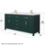 Wyndham WCG242472DGDWCUNSMXX Beckett 72 Inch Double Bathroom Vanity in Green, White Cultured Marble Countertop, Undermount Square Sinks, Brushed Gold Trim