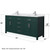 Wyndham WCG242472DGEWCUNSMXX Beckett 72 Inch Double Bathroom Vanity in Green, White Cultured Marble Countertop, Undermount Square Sinks, Brushed Nickel Trim