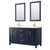 Wyndham WCV252560DBLC2UNSM24 Daria 60 Inch Double Bathroom Vanity in Dark Blue, Light-Vein Carrara Cultured Marble Countertop, Undermount Square Sinks, 24 Inch Mirrors