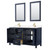 Wyndham WCV252560DBLC2UNSM24 Daria 60 Inch Double Bathroom Vanity in Dark Blue, Light-Vein Carrara Cultured Marble Countertop, Undermount Square Sinks, 24 Inch Mirrors