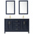 Wyndham WCV252560DBLC2UNSM24 Daria 60 Inch Double Bathroom Vanity in Dark Blue, Light-Vein Carrara Cultured Marble Countertop, Undermount Square Sinks, 24 Inch Mirrors