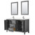 Wyndham WCV252560DKGC2UNSM24 Daria 60 Inch Double Bathroom Vanity in Dark Gray, Light-Vein Carrara Cultured Marble Countertop, Undermount Square Sinks, 24 Inch Mirrors