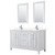 Wyndham WCV252560DWHC2UNSM24 Daria 60 Inch Double Bathroom Vanity in White, Light-Vein Carrara Cultured Marble Countertop, Undermount Square Sinks, 24 Inch Mirrors