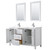 Wyndham WCV252560DWHWCUNSM24 Daria 60 Inch Double Bathroom Vanity in White, White Cultured Marble Countertop, Undermount Square Sinks, 24 Inch Mirrors