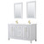 Wyndham WCV252560DWGWCUNSM24 Daria 60 Inch Double Bathroom Vanity in White, White Cultured Marble Countertop, Undermount Square Sinks, 24 Inch Mirrors, Brushed Gold Trim