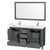 Wyndham WCS141460DKGWCUNSM58 Sheffield 60 Inch Double Bathroom Vanity in Dark Gray, White Cultured Marble Countertop, Undermount Square Sinks, 58 Inch Mirror