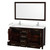 Wyndham WCS141460DESC2UNSM58 Sheffield 60 Inch Double Bathroom Vanity in Espresso, Carrara Cultured Marble Countertop, Undermount Square Sinks, 58 Inch Mirror