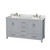 Wyndham WCS141460DGYCMUNOMXX Sheffield 60 Inch Double Bathroom Vanity in Gray, White Carrara Marble Countertop, Undermount Oval Sinks, and No Mirror
