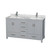 Wyndham WCS141460DGYCMUNSMXX Sheffield 60 Inch Double Bathroom Vanity in Gray, White Carrara Marble Countertop, Undermount Square Sinks, and No Mirror