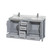 Wyndham WCS141460DGYCMUNSMXX Sheffield 60 Inch Double Bathroom Vanity in Gray, White Carrara Marble Countertop, Undermount Square Sinks, and No Mirror