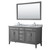 Wyndham WCV303060DKGCMUNOM56 Margate 60 Inch Double Bathroom Vanity in Dark Gray, White Carrara Marble Countertop, Undermount Oval Sinks, and 56 Inch Mirror