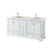Wyndham WCS202072DWGCMUNSMXX Deborah 72 Inch Double Bathroom Vanity in White, White Carrara Marble Countertop, Undermount Square Sinks, Brushed Gold Trim, No Mirrors