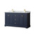 Wyndham WCV232360DBLCMUNSMXX Avery 60 Inch Double Bathroom Vanity in Dark Blue, White Carrara Marble Countertop, Undermount Square Sinks, and No Mirror