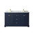 Wyndham WCV232360DBLCMUNSMXX Avery 60 Inch Double Bathroom Vanity in Dark Blue, White Carrara Marble Countertop, Undermount Square Sinks, and No Mirror