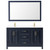 Wyndham WCV252560DBLWCUNSM58 Daria 60 Inch Double Bathroom Vanity in Dark Blue, White Cultured Marble Countertop, Undermount Square Sinks, 58 Inch Mirror