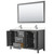 Wyndham WCV252560DKGC2UNSM58 Daria 60 Inch Double Bathroom Vanity in Dark Gray, Light-Vein Carrara Cultured Marble Countertop, Undermount Square Sinks, 58 Inch Mirror
