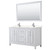 Wyndham WCV252560DWHC2UNSM58 Daria 60 Inch Double Bathroom Vanity in White, Light-Vein Carrara Cultured Marble Countertop, Undermount Square Sinks, 58 Inch Mirror