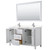 Wyndham WCV252560DWHC2UNSM58 Daria 60 Inch Double Bathroom Vanity in White, Light-Vein Carrara Cultured Marble Countertop, Undermount Square Sinks, 58 Inch Mirror