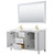 Wyndham WCV252560DWGC2UNSM58 Daria 60 Inch Double Bathroom Vanity in White, Light-Vein Carrara Cultured Marble Countertop, Undermount Square Sinks, 58 Inch Mirror, Brushed Gold Trim