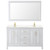 Wyndham WCV252560DWGC2UNSM58 Daria 60 Inch Double Bathroom Vanity in White, Light-Vein Carrara Cultured Marble Countertop, Undermount Square Sinks, 58 Inch Mirror, Brushed Gold Trim