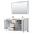 Wyndham WCV252560DWGWCUNSM58 Daria 60 Inch Double Bathroom Vanity in White, White Cultured Marble Countertop, Undermount Square Sinks, 58 Inch Mirror, Brushed Gold Trim