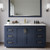 Wyndham WCF292960SBLC2UNSM58 Miranda 60 Inch Single Bathroom Vanity in Dark Blue, Light-Vein Carrara Cultured Marble Countertop, Undermount Square Sink, Brushed Gold Trim, 58 Inch Mirror