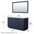 Wyndham WCF292960SBNC2UNSM58 Miranda 60 Inch Single Bathroom Vanity in Dark Blue, Light-Vein Carrara Cultured Marble Countertop, Undermount Square Sink, Brushed Nickel Trim, 58 Inch Mirror