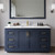 Wyndham WCF292960SBLWCUNSM58 Miranda 60 Inch Single Bathroom Vanity in Dark Blue, White Cultured Marble Countertop, Undermount Square Sink, Brushed Gold Trim, 58 Inch Mirror
