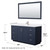 Wyndham WCF292960SBNWCUNSM58 Miranda 60 Inch Single Bathroom Vanity in Dark Blue, White Cultured Marble Countertop, Undermount Square Sink, Brushed Nickel Trim, 58 Inch Mirror