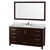 Wyndham WCS141460SESCMUNOM58 Sheffield 60 Inch Single Bathroom Vanity in Espresso, White Carrara Marble Countertop, Undermount Oval Sink, and 58 Inch Mirror