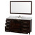 Wyndham WCS141460SESCMUNOM58 Sheffield 60 Inch Single Bathroom Vanity in Espresso, White Carrara Marble Countertop, Undermount Oval Sink, and 58 Inch Mirror