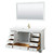 Wyndham WCS202060SWGWCUNSM58 Deborah 60 Inch Single Bathroom Vanity in White, White Cultured Marble Countertop, Undermount Square Sink, Brushed Gold Trim, 58 Inch Mirror