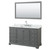 Wyndham WCS202060SKGCMUNSM58 Deborah 60 Inch Single Bathroom Vanity in Dark Gray, White Carrara Marble Countertop, Undermount Square Sink, and 58 Inch Mirror