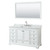 Wyndham WCS202060SWHCMUNSM58 Deborah 60 Inch Single Bathroom Vanity in White, White Carrara Marble Countertop, Undermount Square Sink, and 58 Inch Mirror
