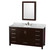 Wyndham WCS141460SESCMUNOMED Sheffield 60 Inch Single Bathroom Vanity in Espresso, White Carrara Marble Countertop, Undermount Oval Sink, and Medicine Cabinet