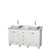 Wyndham WCV800060DWHCMD2WMXX Acclaim 60 Inch Double Bathroom Vanity in White, White Carrara Marble Countertop, Pyra White Sinks, and No Mirrors