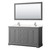 Wyndham WCV232360DKGC2UNSM58 Avery 60 Inch Double Bathroom Vanity in Dark Gray, Light-Vein Carrara Cultured Marble Countertop, Undermount Square Sinks, 58 Inch Mirror