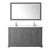Wyndham WCV232360DKGC2UNSM58 Avery 60 Inch Double Bathroom Vanity in Dark Gray, Light-Vein Carrara Cultured Marble Countertop, Undermount Square Sinks, 58 Inch Mirror