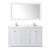 Wyndham WCV232360DWGC2UNSM58 Avery 60 Inch Double Bathroom Vanity in White, Light-Vein Carrara Cultured Marble Countertop, Undermount Square Sinks, 58 Inch Mirror, Brushed Gold Trim