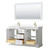 Wyndham WCV232360DWGWCUNSM58 Avery 60 Inch Double Bathroom Vanity in White, White Cultured Marble Countertop, Undermount Square Sinks, 58 Inch Mirror, Brushed Gold Trim