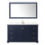 Wyndham WCV232360SBLC2UNSM58 Avery 60 Inch Single Bathroom Vanity in Dark Blue, Light-Vein Carrara Cultured Marble Countertop, Undermount Square Sink, 58 Inch Mirror