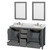 Wyndham WCS141460DKGCMUNOM24 Sheffield 60 Inch Double Bathroom Vanity in Dark Gray, White Carrara Marble Countertop, Undermount Oval Sinks, and 24 Inch Mirrors