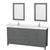 Wyndham WCS141472DKGC2UNSM24 Sheffield 72 Inch Double Bathroom Vanity in Dark Gray, Carrara Cultured Marble Countertop, Undermount Square Sinks, 24 Inch Mirrors